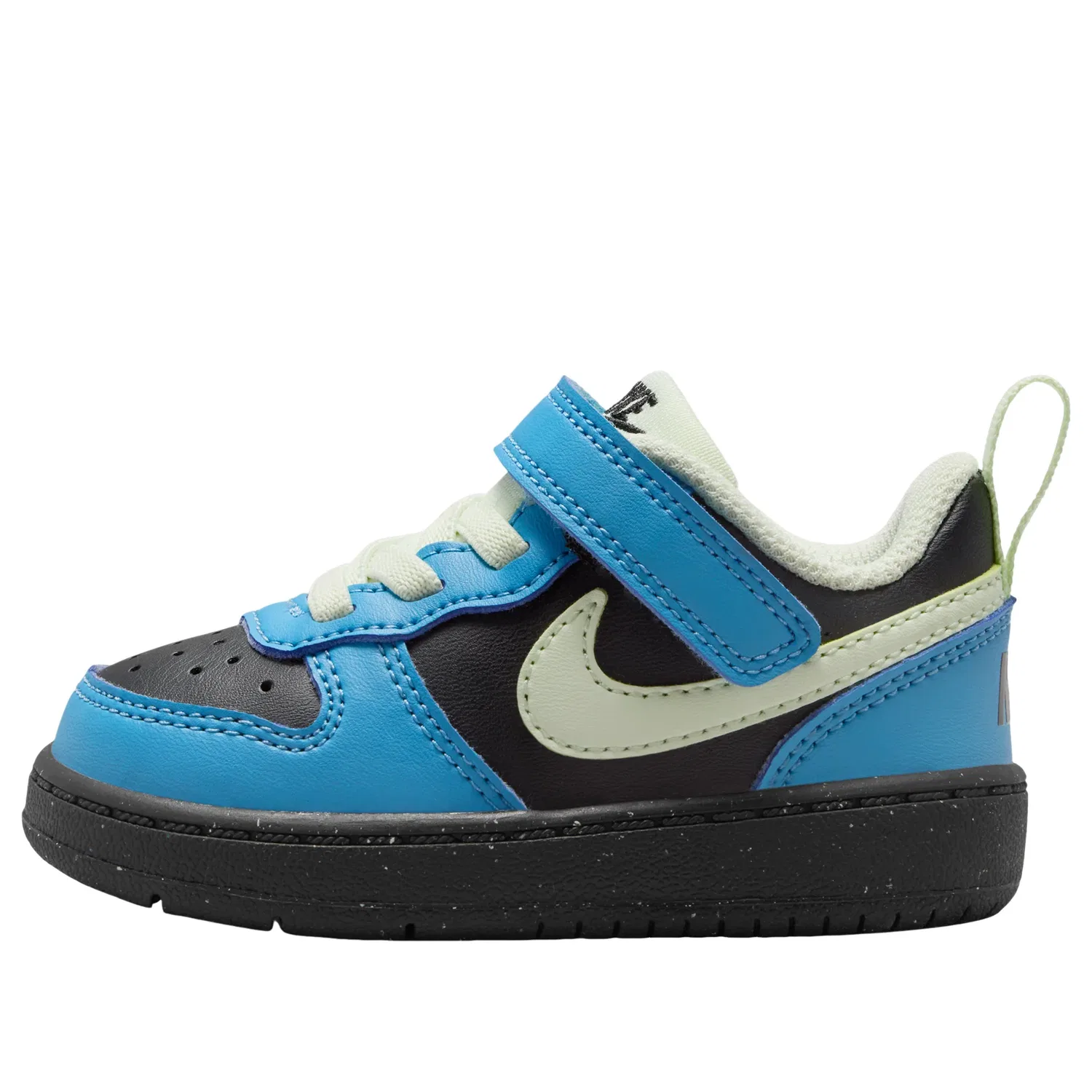 Детские кроссовки с текстильным верхом Court Borough Low Recraft 'Black Dutch Blue Phantom' Nike, Black/Dutch Blue/Phantom/Volt Tint