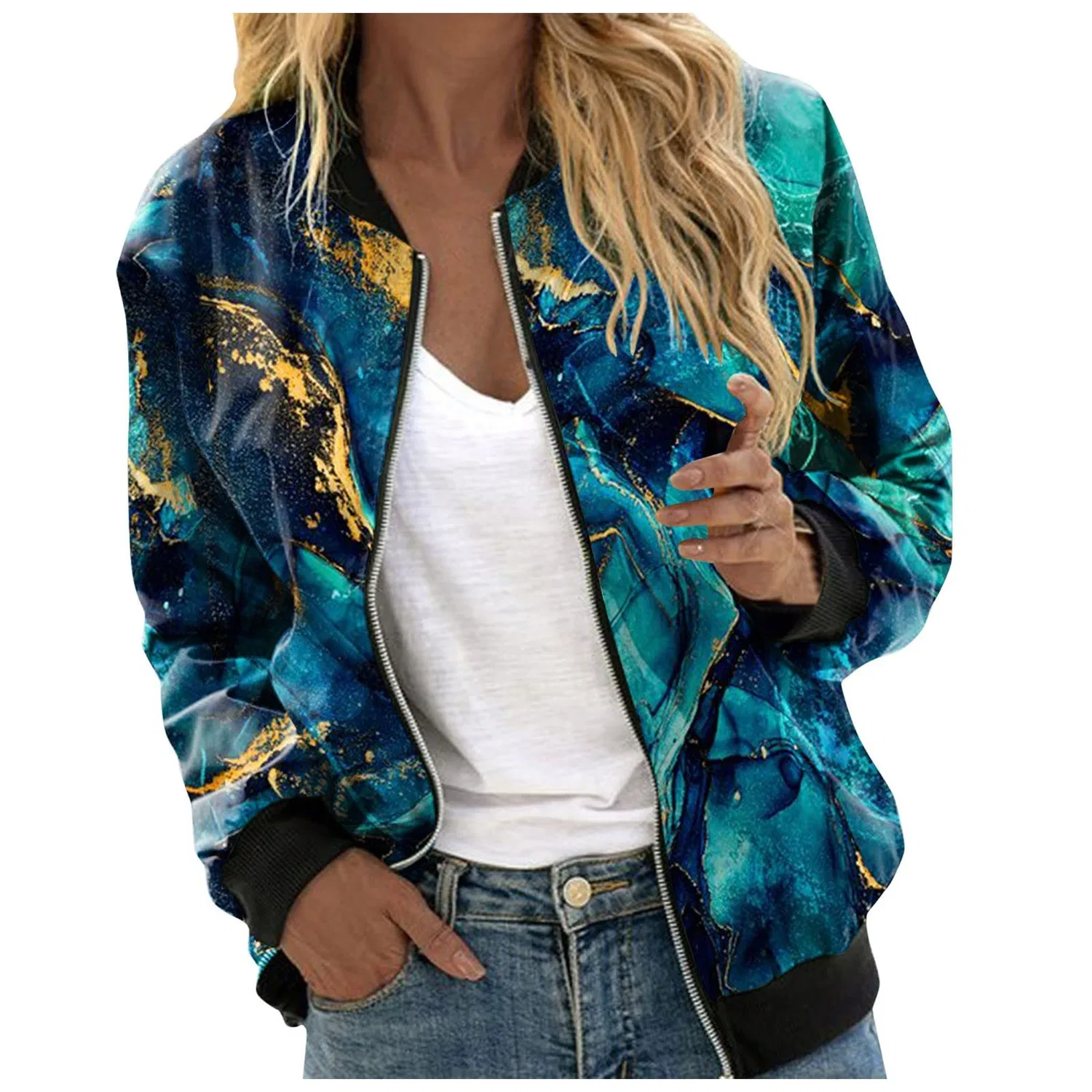 Женская куртка с принтом, Verde-A
