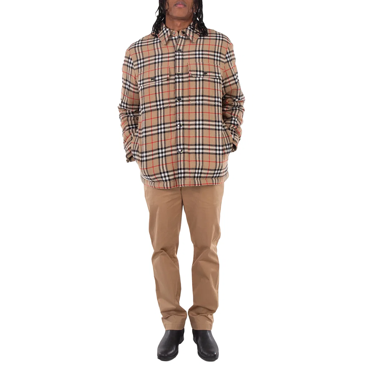 Оверширт Burberry Archive Beige Vintage Check Wool Cotton Overshirt, Archive Beige Ip Check — фото 4