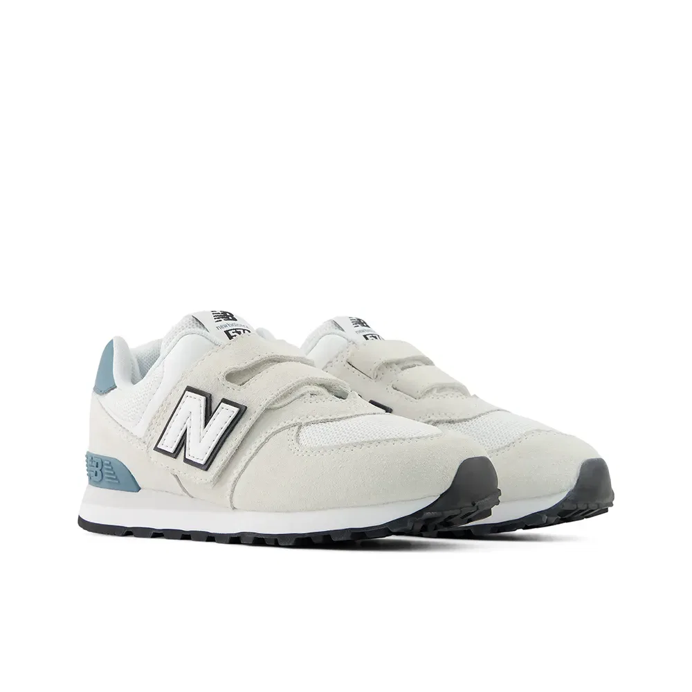 Детские кроссовки на липучке 574 Hook & Loop PS New balance, White — фото 2