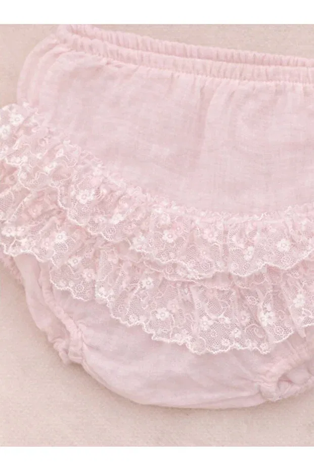 Детский комплект для девочек из 3 предметов с кружевом Kardeşler Bebe, Pink — фото 3