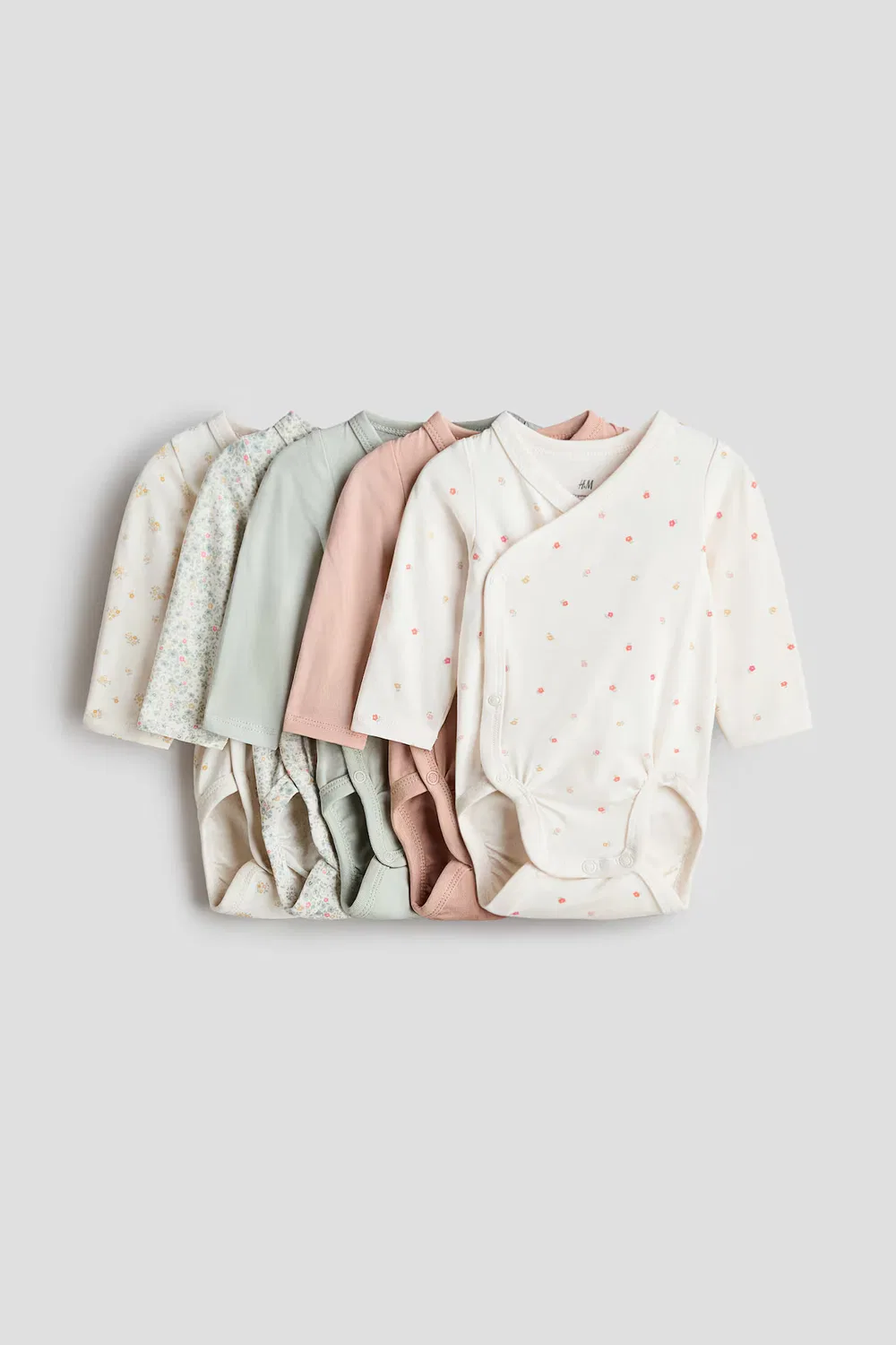 Набор из 5 боди-оберток H&M, Helles Mattrosa/Gemustert — фото 4