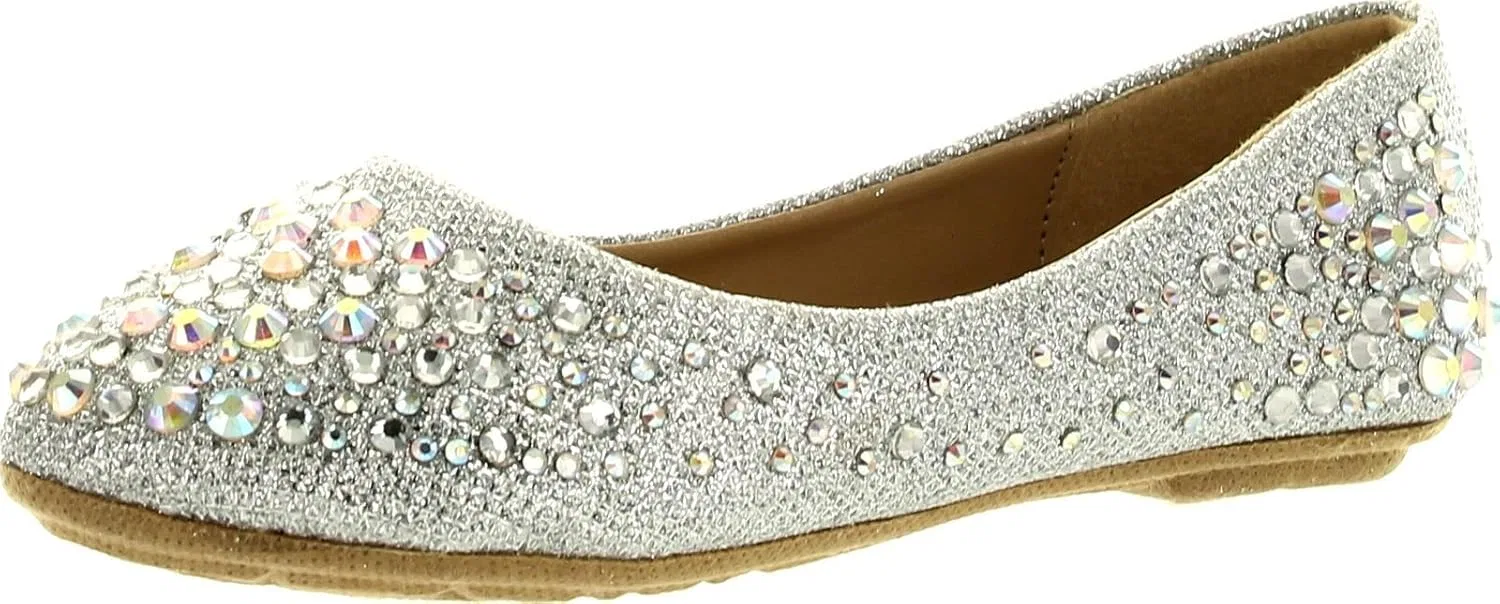 Детские балетки для девочек со стразами Larisa-39K Link, Silver