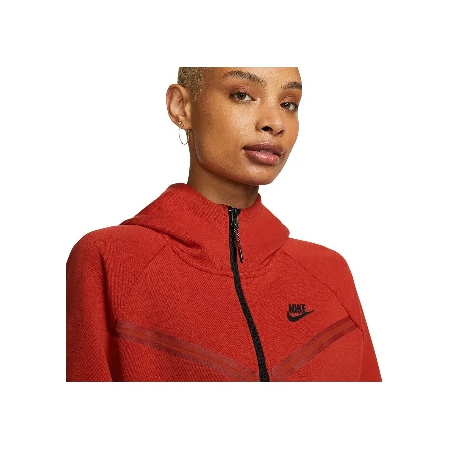Женский свитшот с капюшоном Tech Fleece Windrunner Nike, Красный — фото 2