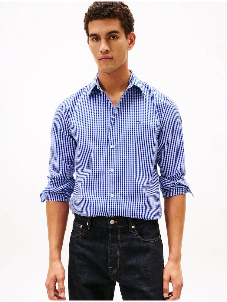 Рубашка с крупной клеткой Flex Poplin Big Gingham, Regular fit TOMMY HILFIGER, Blue