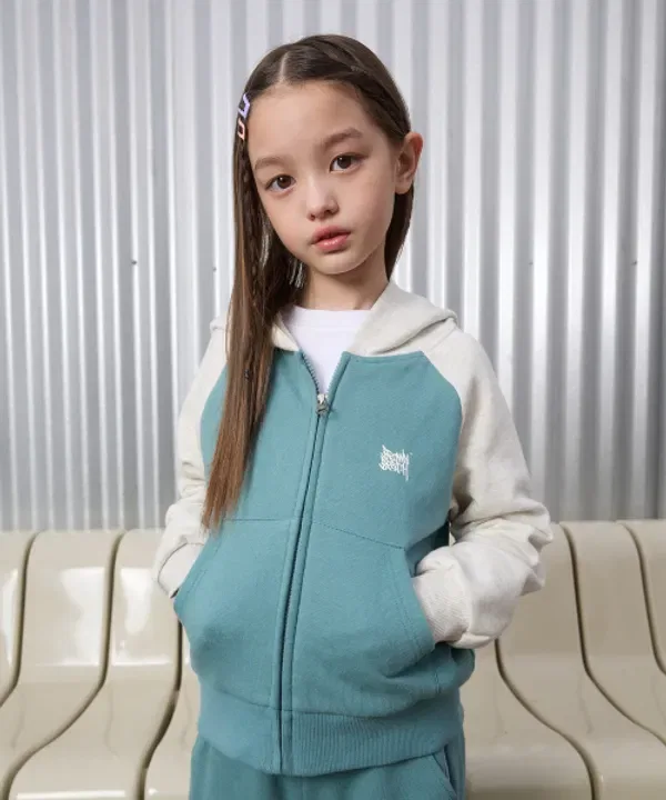 Детская толстовка на молнии с капюшоном, BB Hood Zip Up, Brownbreath Kids, мятный