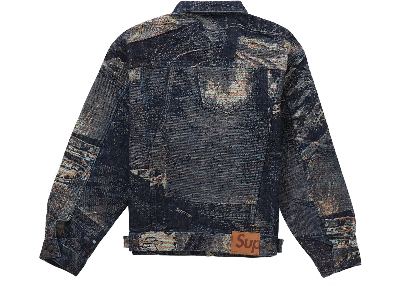 Мужская джинсовая куртка с принтом Supreme Archive Denim Jacquard Trucker Jacket, Blue — фото 2