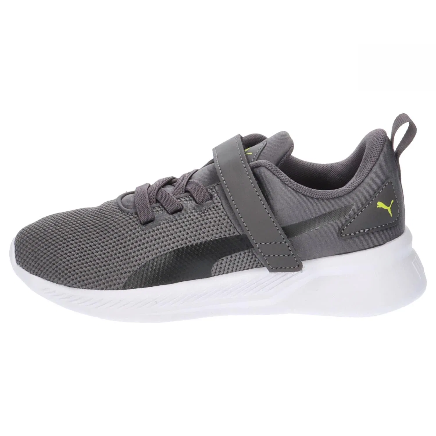 Детские кроссовки для мальчиков с вентилируемым верхом Puma Flyer Runner, Dark Coal Puma Black Lime Smash — фото 2
