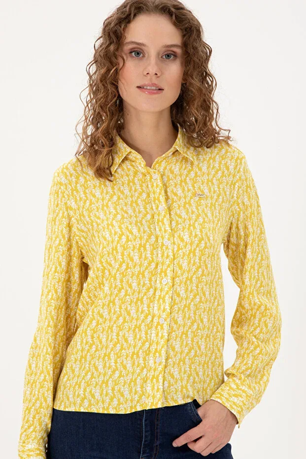 Женская рубашка с длинным рукавом U.S. Polo Assn., Dark Yellow — фото 3
