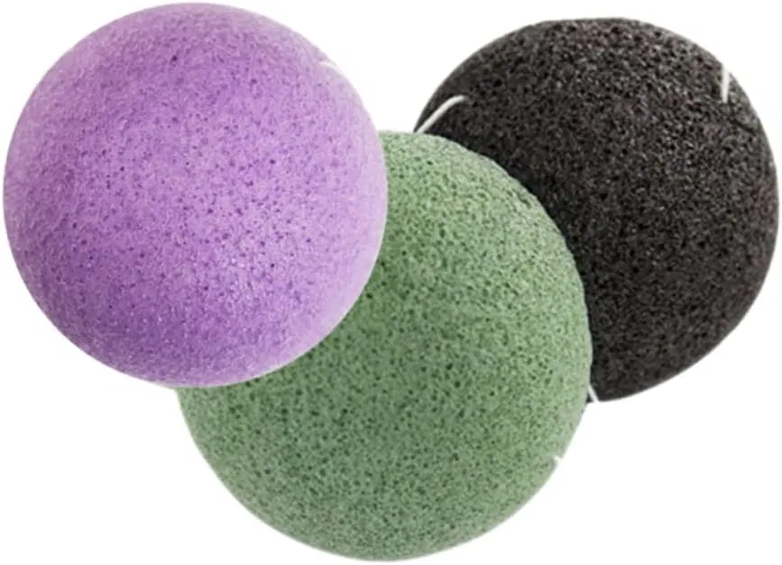 Набор круглых спонжей для лица, NIYANGLE, 3 шт, 7x7x3.5 см, Black, Green, Purple