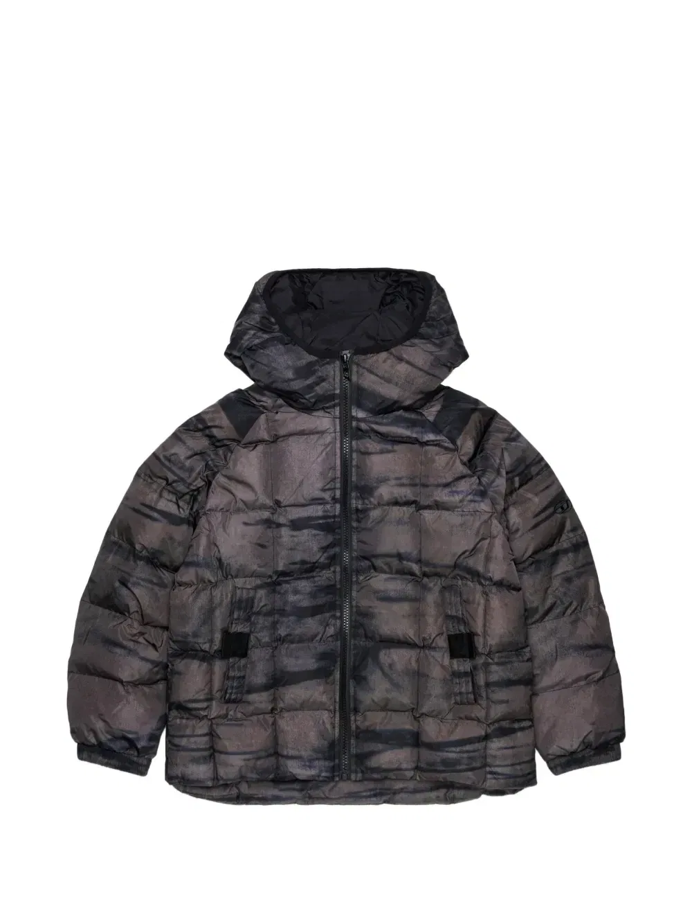 Пуховик с принтом тай-дай Diesel Kids, черный