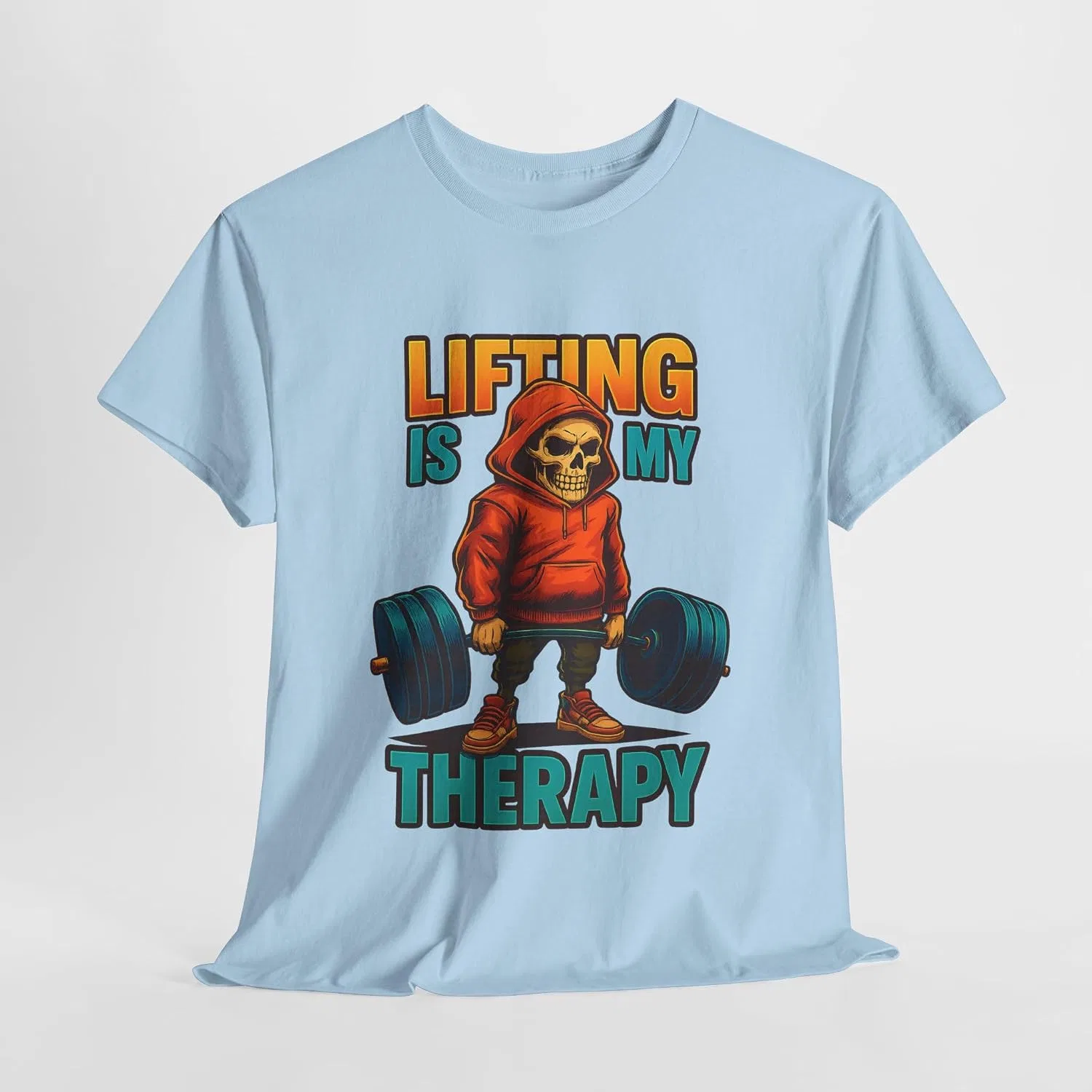 Унисекс футболка с принтом Lifting Is My Therapy, Light Blue — фото 3