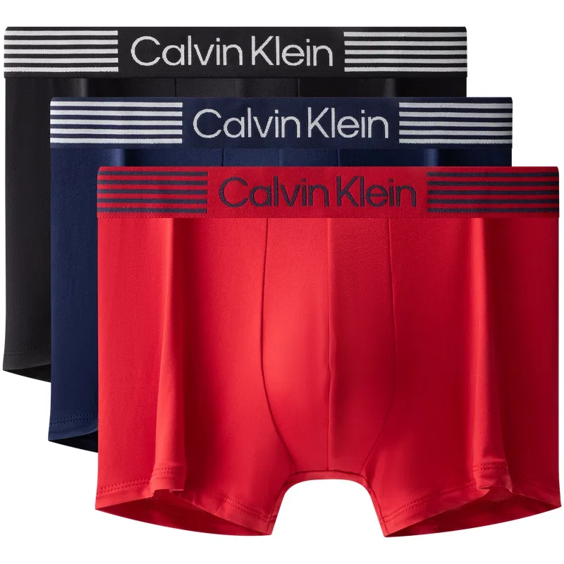 Мужские боксеры-слипы набор из 3 штук Calvin Klein, Navy Blue/Dark Navy Blue/Mint Blue — фото 3