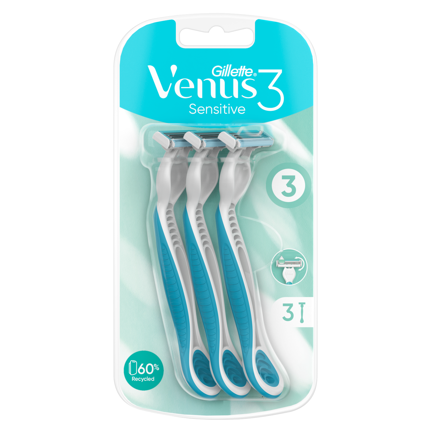 Gillette Venus 3 Sensitive женские бритвы, 3 шт/1 упаковка - фото