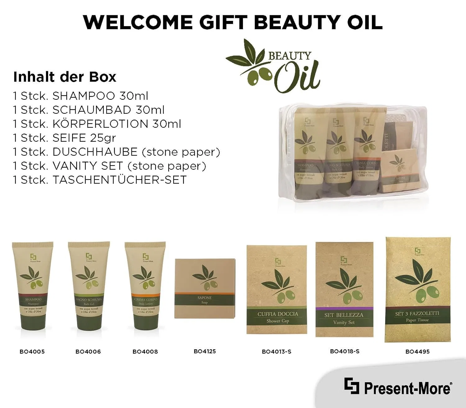 Набор косметики Beauty Oil Welcome Kit, PRESENT-MORE, на 24 гостя, Tahitian — фото 2