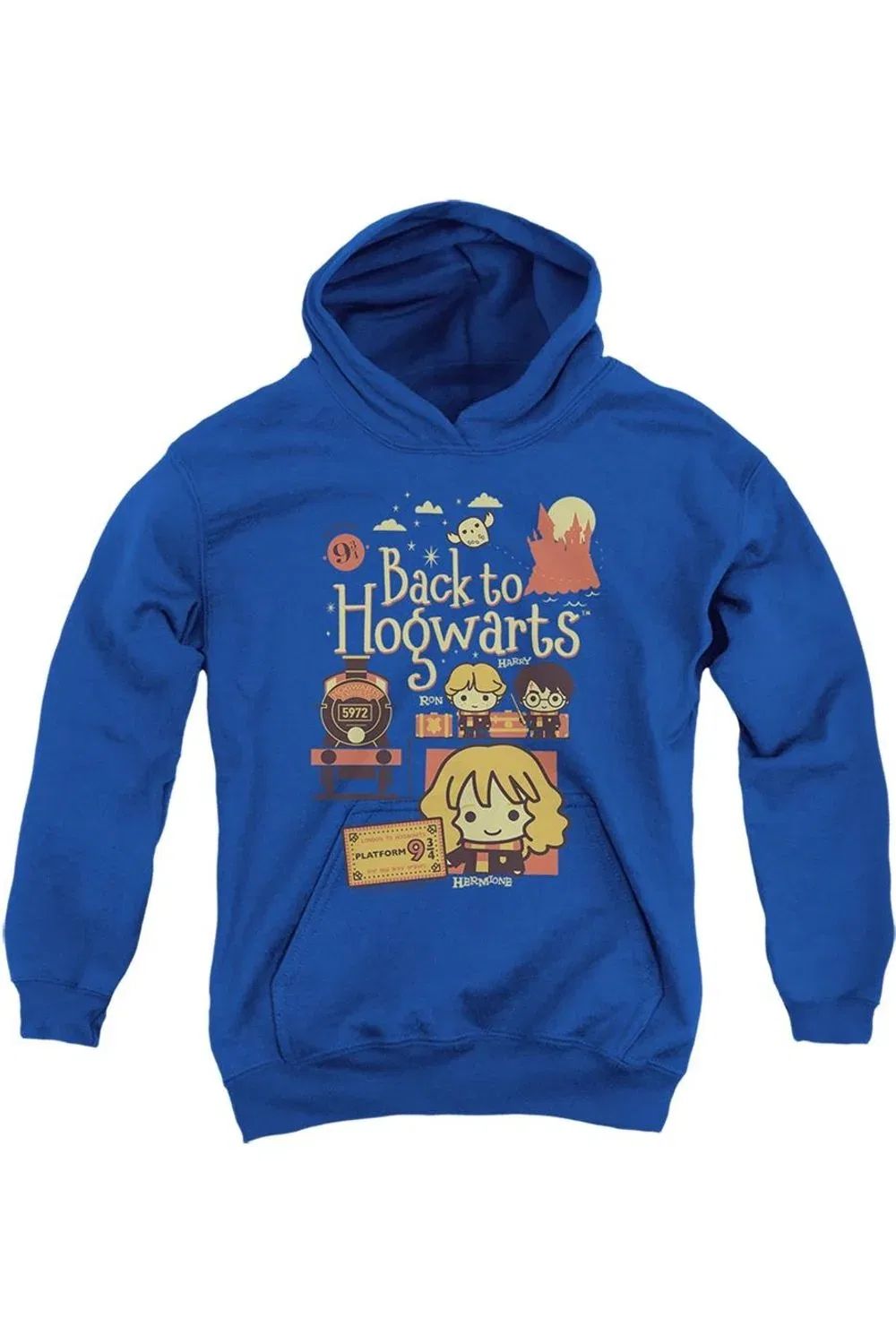 Детское худи с капюшоном Harry Potter Back To Hogwarts Platform 9 3/4 Chibis Gildan, Royal Blue