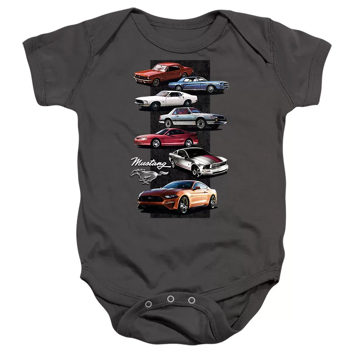 Детское боди с коротким рукавом Mustang Stack Ford, Charcoal