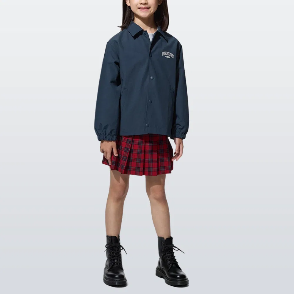 Детская куртка на молнии с воротником-лацканом X PEANUTS UNIQLO, 69 Navy Blue — фото 4