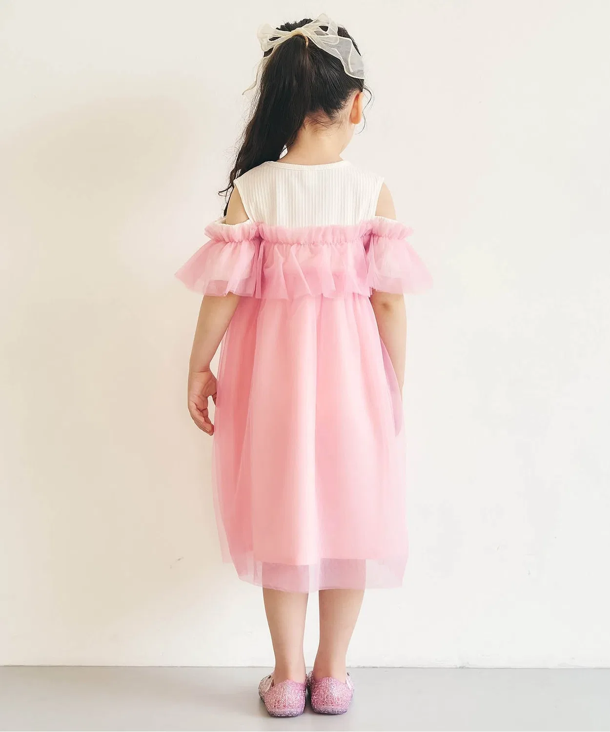 Детское платье-трапеция с цветочным принтом и фриллами, модель Flower Tulle, apres les cours, Mint — фото 4