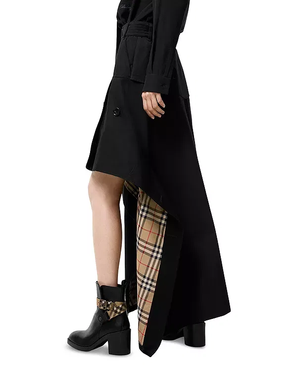 Женская юбка из габардина с асимметричным подолом Burberry, черный — фото 2