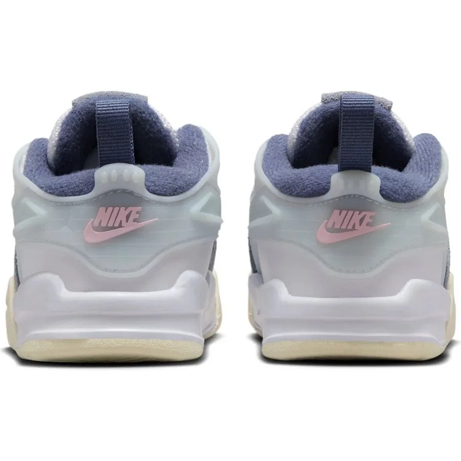 Кроссовки детские из натуральной кожи с шнуровкой Jordan 4 Rm Td Leather Sneakers Nike, Белый Светло-Синий — фото 4
