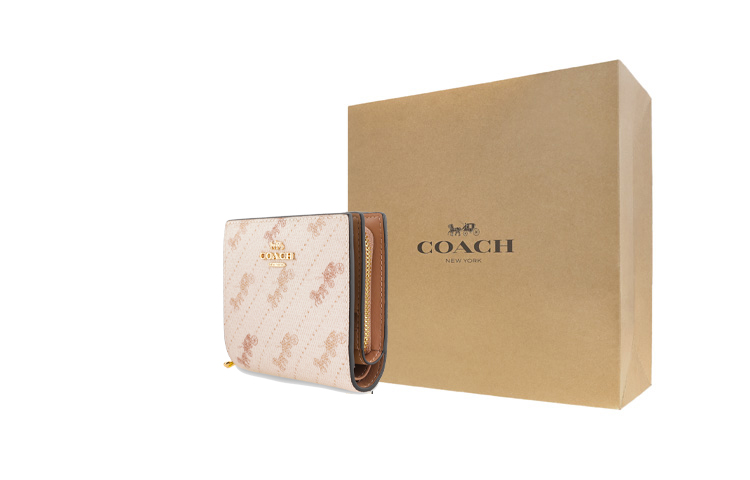

COACH Холщовый кошелек с кожаным картхолдером женский экрю