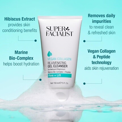 Гель для умывания Super Facialist — Веганский коллагеновый омолаживающий с морским биокомплексом, водорослями и гиалуроновой, 150 мл — фото 2