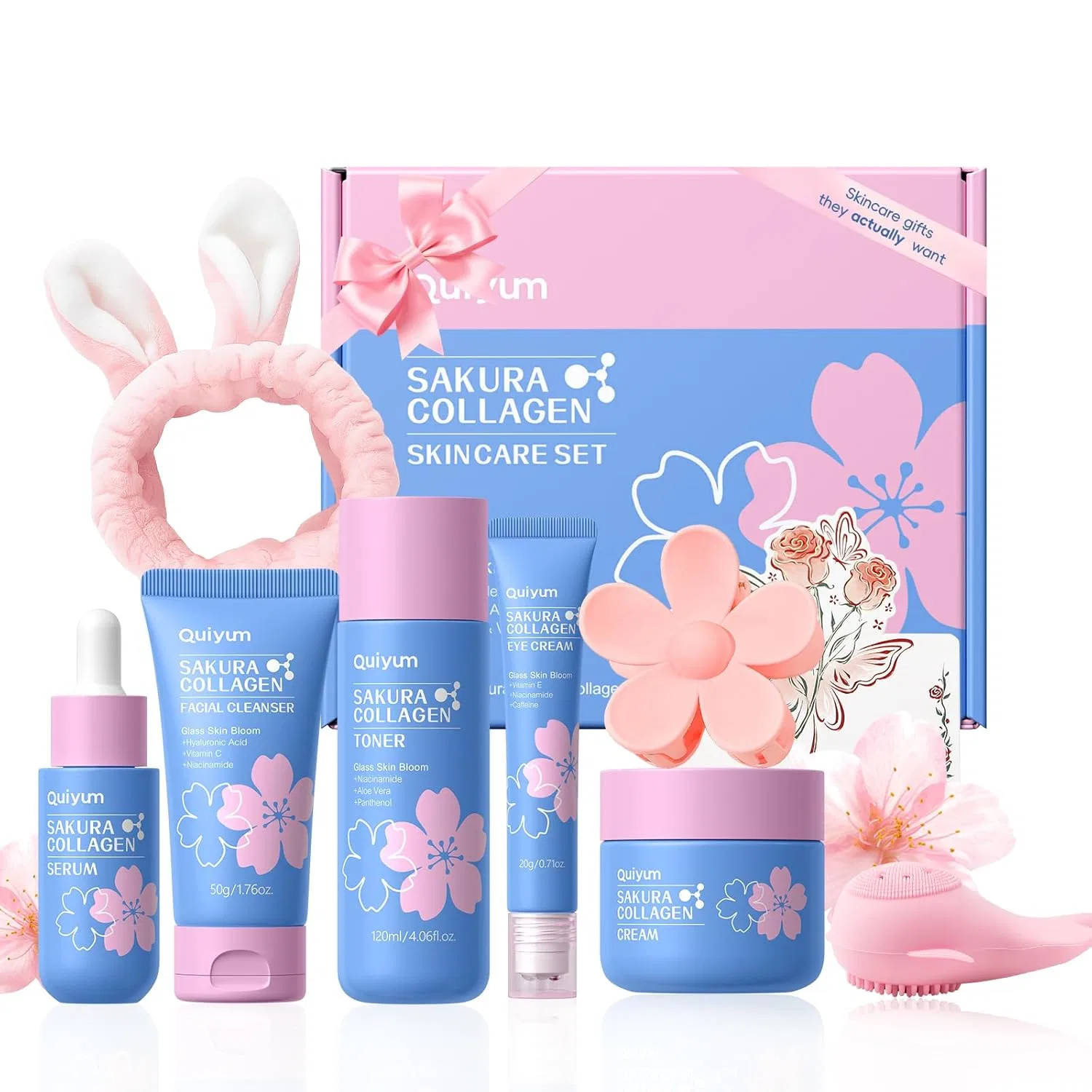 Набор для ухода за кожей QUIYUM Sakura Collagen, 8 предметов Quiyum