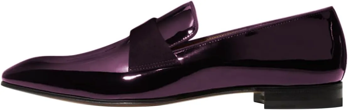 FSJ Men's Square Toe Slip-On Loafers Patent Leather Strap Across Comfortable Casual Formal Wedding Tuxedo Shoes Size 4-16 US, фиолетовый — фото 2