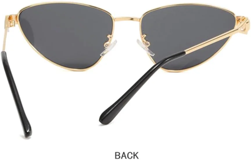 

Винтажные металлические солнцезащитные очки «кошачий глаз» для женщин, ретро-очки в маленькой треугольной оправе, женские солнцезащитные очки generic, Gold Tea