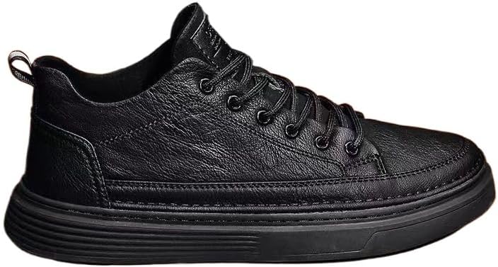 

Мужские винтажные кожаные модные кроссовки, классические шнурованные плоские повседневные туфли, удобные легкие противоскользящие обувь для ходьбы Hhhchpm, черный