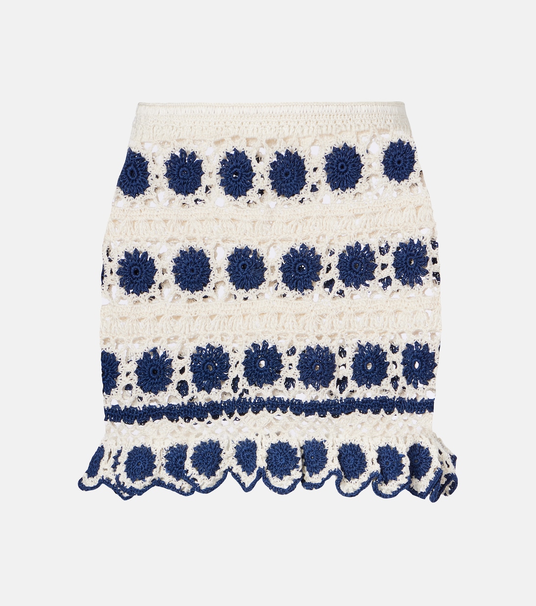 

Вязаная крючком хлопковая мини-юбка Bouquette Anna Kosturova, Cream Navy