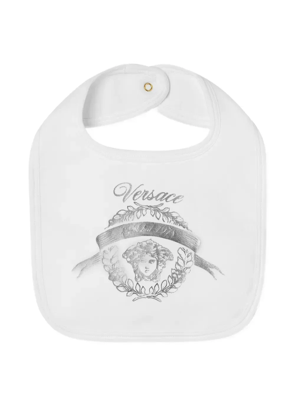 Нагрудник из хлопка с принтом для малышей Versace Kids, белый