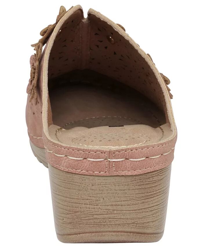 Женские мюли Krista с перфорированным цветочным узором на танкетке GC Shoes, розовый — фото 3