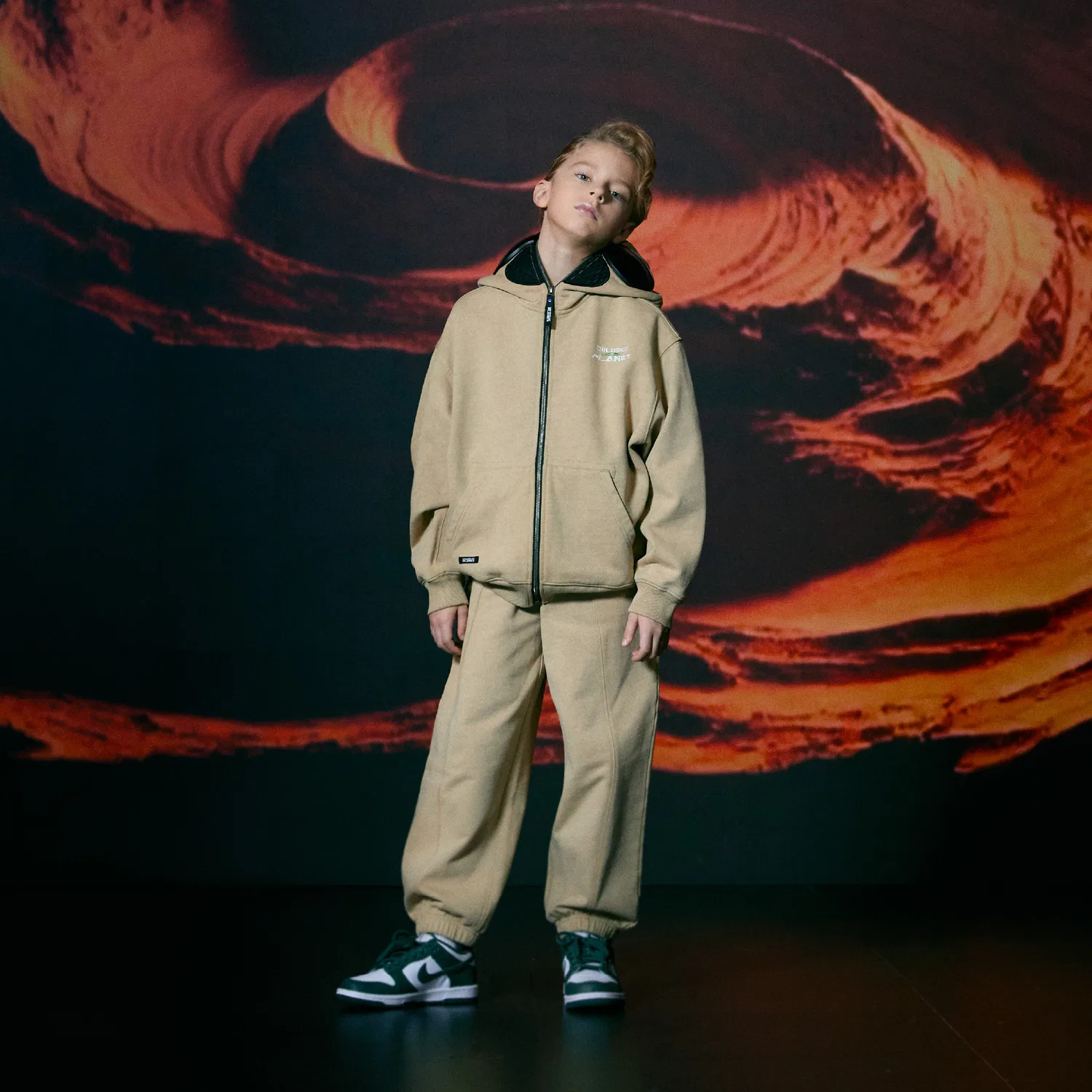 Детская толстовка на молнии Kuiper Faded Goggle Sweat, песочная, от Children Of Planet — фото 4