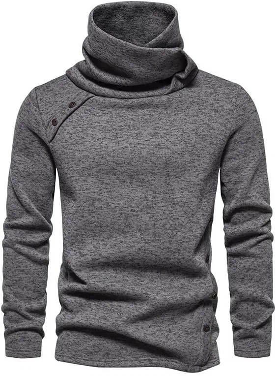 Мужской водолазка свитер вязаный пуловер slim fit американский однотонный дышащий базовый слой Generic, серый
