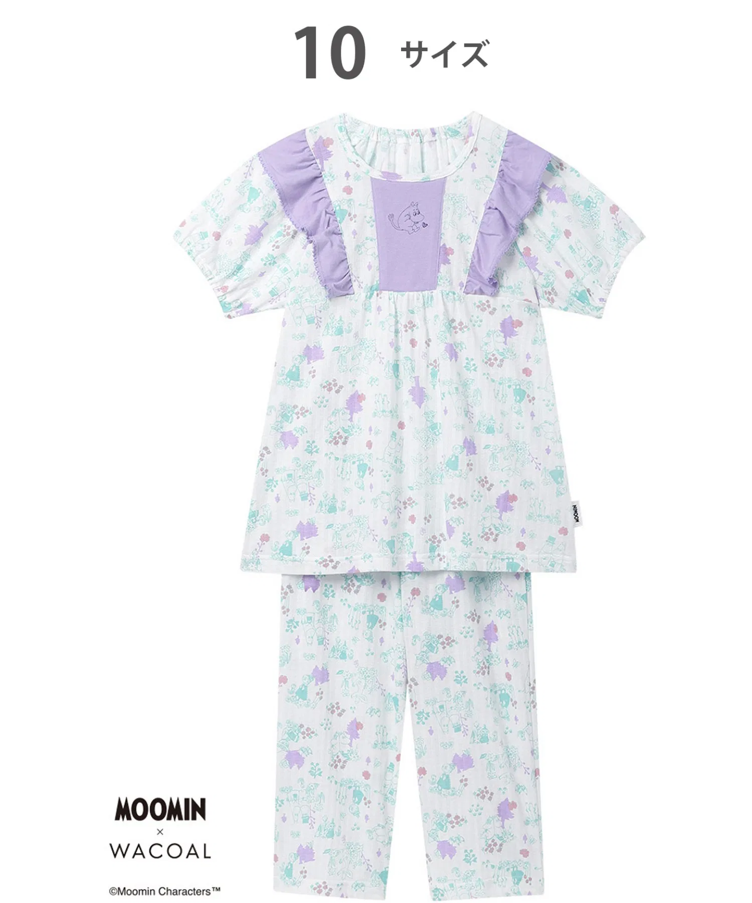 Детская пижама Wacoal Kids "Moomin Collaboration", с коротким рукавом, длина 7/8