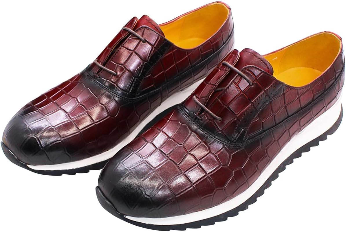 

Мужские кроссовки Santimon, повседневная обувь, модные удобные прогулочные туфли, современные дышащие из натуральной кожи, плоские оксфорды, мужские беговые кроссовки, красный