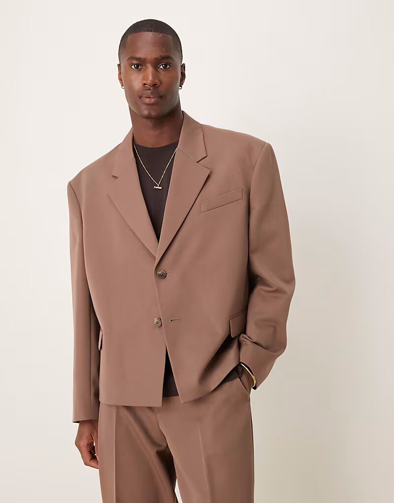 

Пиджак свободного кроя коричневого цвета Asos Design