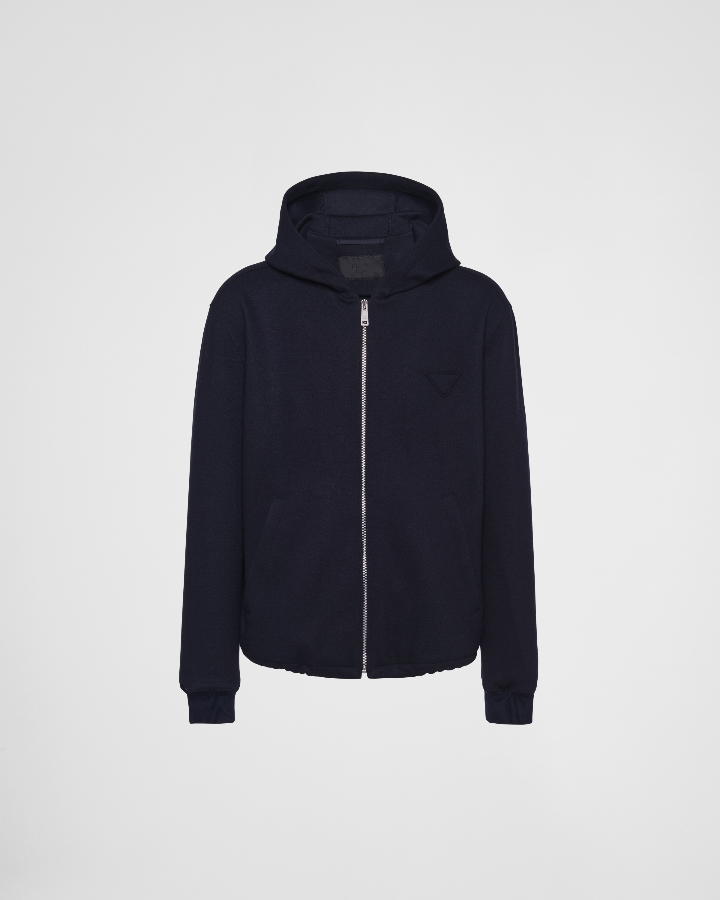 

Худи на молнии из смешанной шерсти Prada, синий