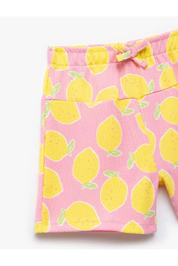Детские шорты для девочек с принтом Lemon printed Koton, Pink Patterned — фото 3