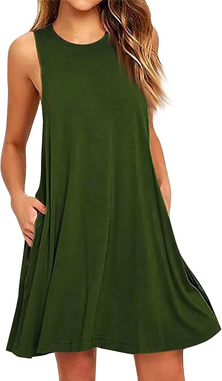 Женское летнее платье с карманами, Dark Green