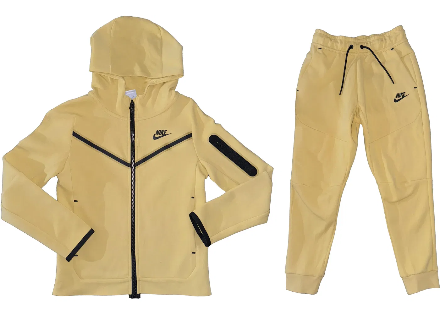 Детский комплект из футера на молнии с капюшоном и джоггеров Nike, Yellow