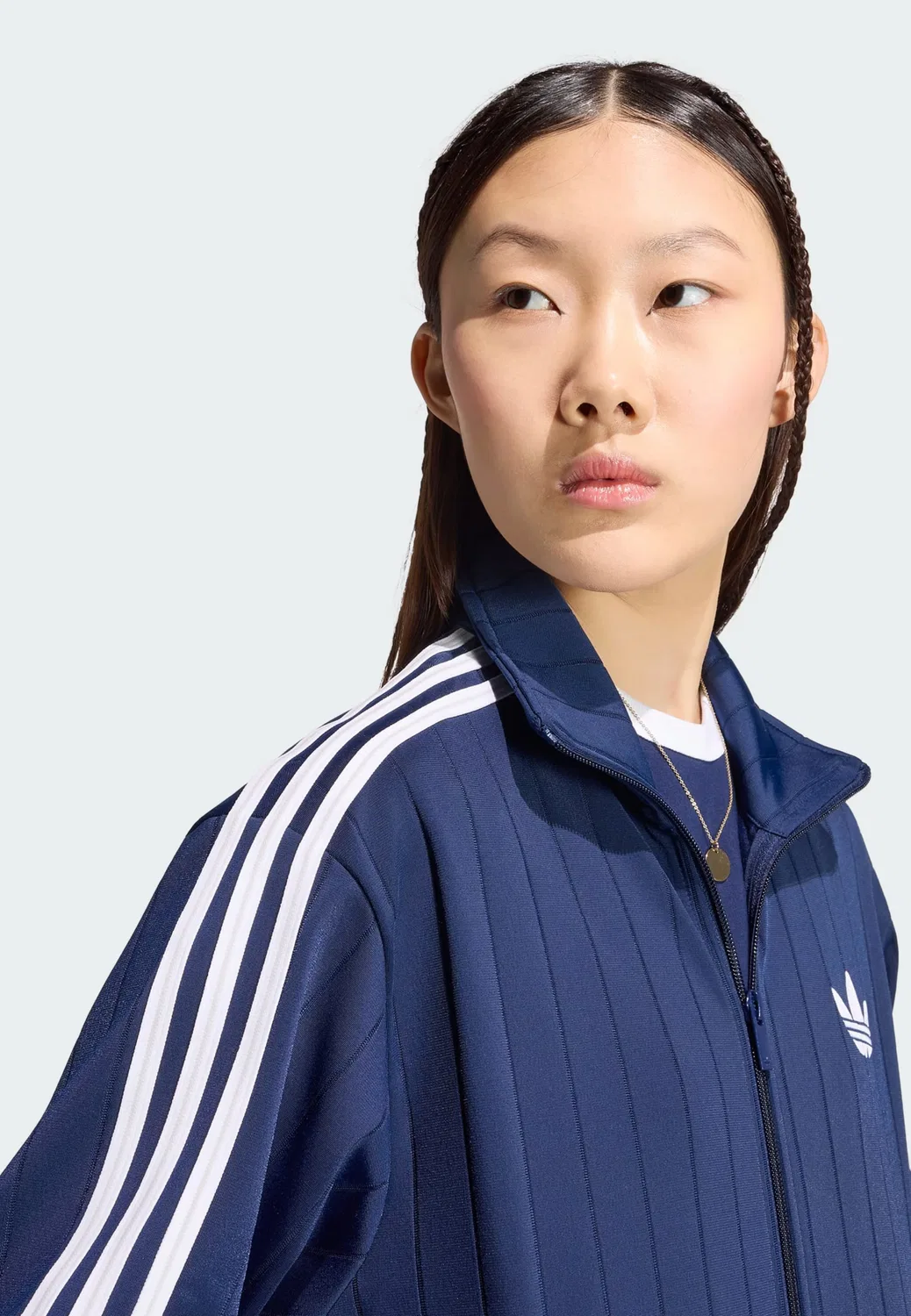 Толстовка на молнии Adidas Originals Firebird темно-синего цвета — фото 4