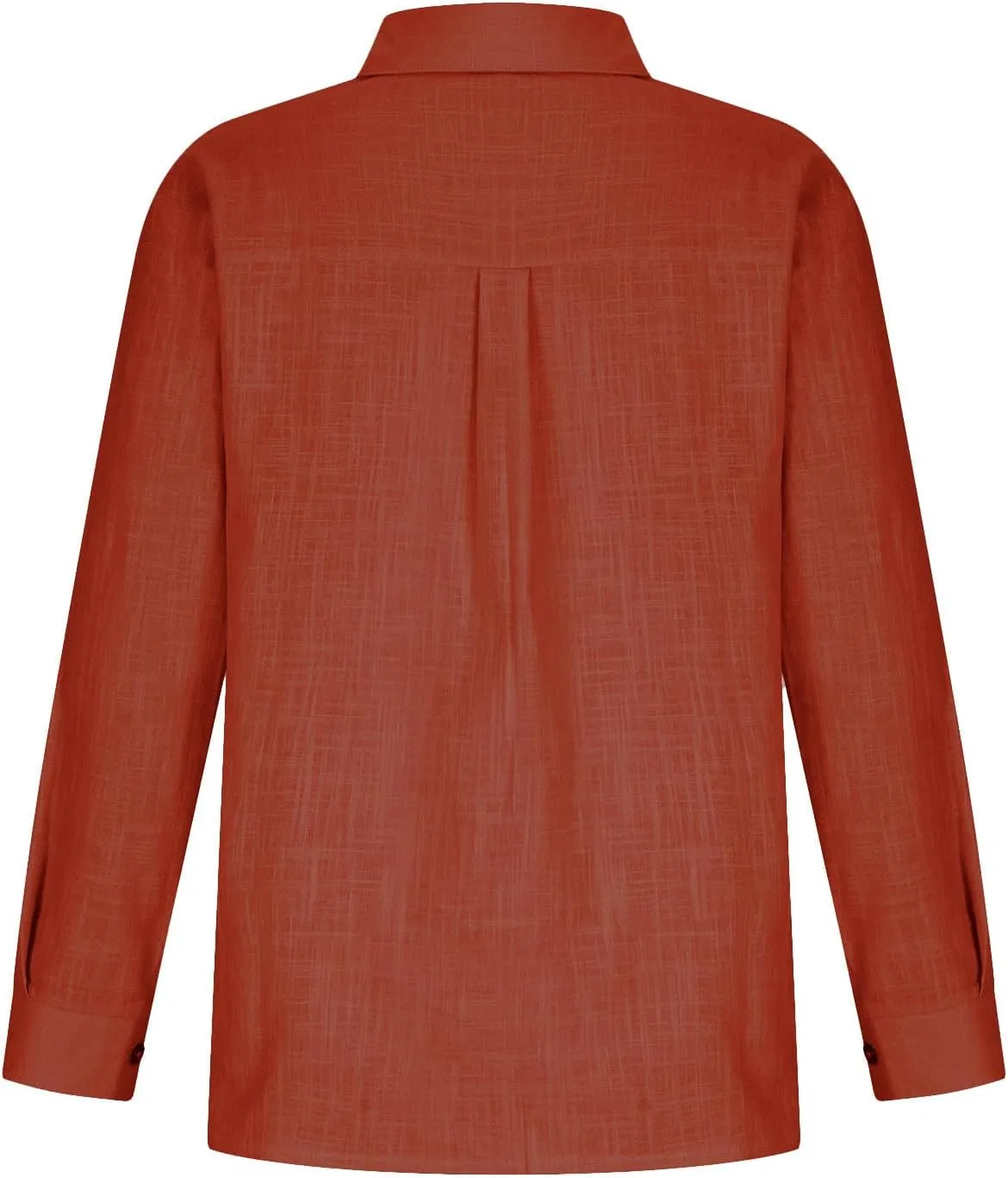 Женская свободная рубашка из льна с V-вырезом, Orange — фото 3