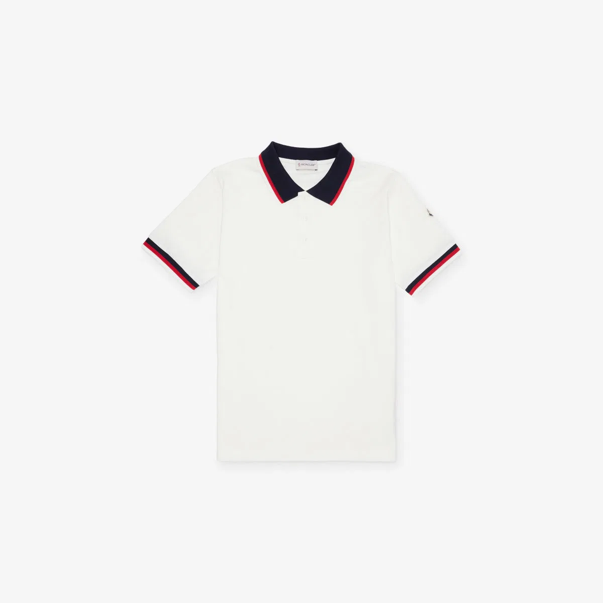 Хлопковая рубашка-поло с трехцветной отделкой Moncler, натуральный