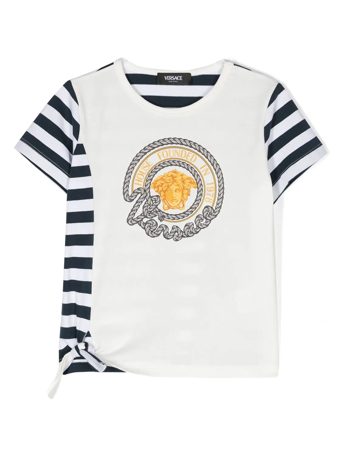 Полосатая футболка с мотивом Medusa Versace, белый