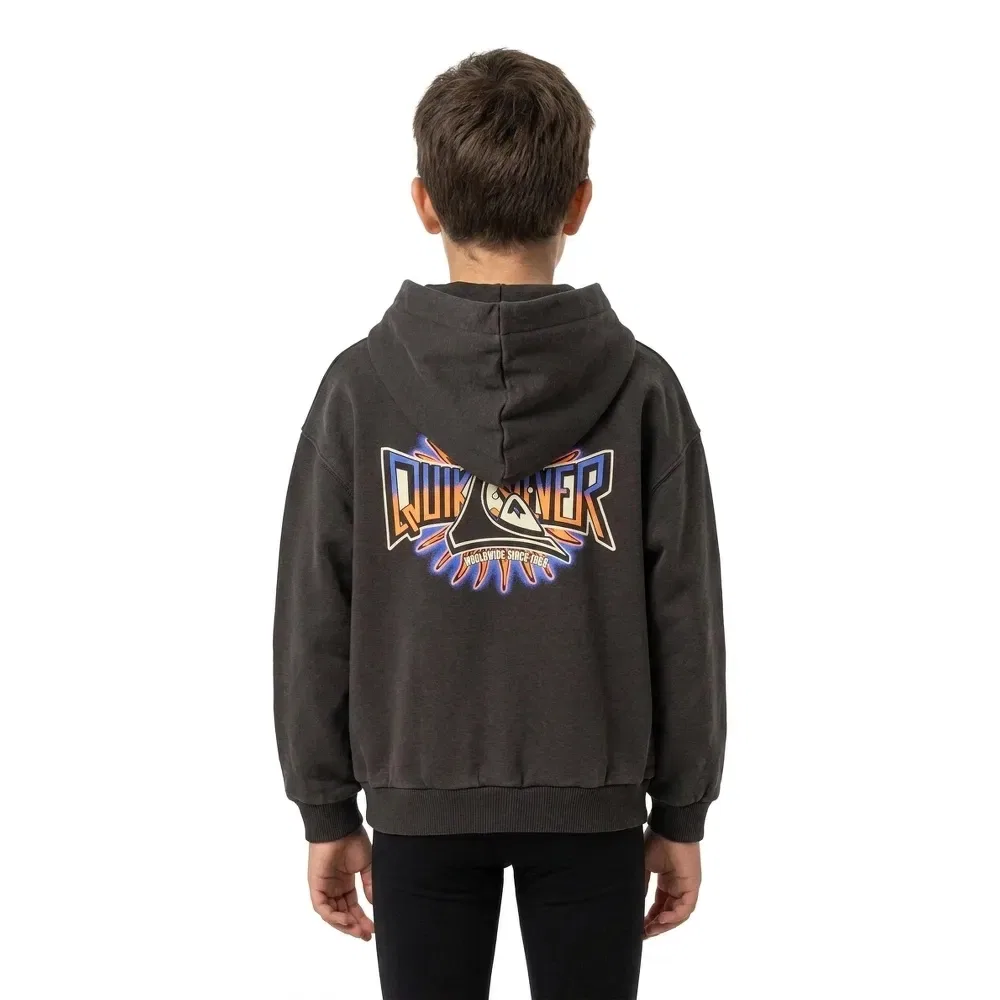 Детское худи для мальчиков с принтом Fakie Pop Quiksilver, Black — фото 4