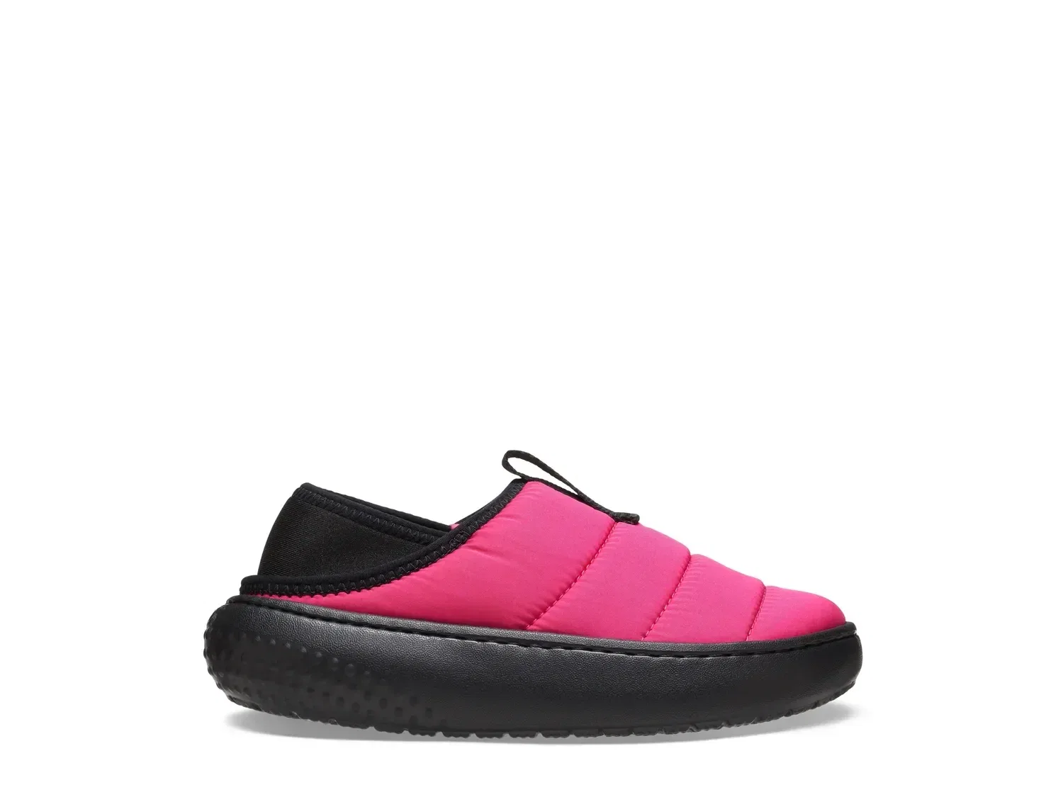 Тапочки Classic Puff Moc Slipper, Kids', Crocs, ярко-розовый/черный — фото 3