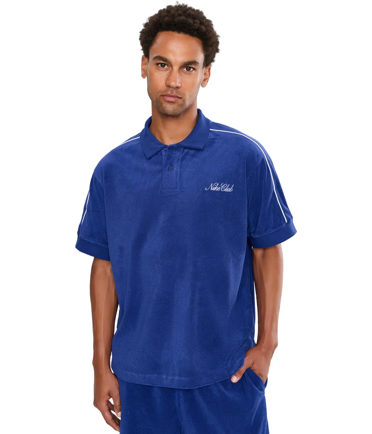 Поло из махрового трикотажа Club Terry Polo NCC Nike, Deep Royal Blue/Soft Yellow/White/Soft Yellow